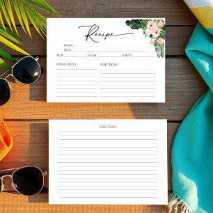 Palm Hibiscus Tropical Bridal Shower Recipe Card