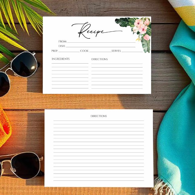 Palm Hibiscus Tropical Bridal Shower Recipe Card (Creator Uploaded)