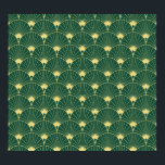 Palm leaf: art deco pattern. poster<br><div class="desc">Palm leaf pattern on green background - art deco style - Abstract geometric Vintage pattern for textile, wrapping, product design. Vintage illustration. Palm Leaf Art Deco: Abstract vintage pattern for product decor. Palm Leaves & Gold Glitter - Exotic Vintage Glam! art, pattern, background, abstract, texture, decor, fashion, gold, illustration, backgrounds,...</div>