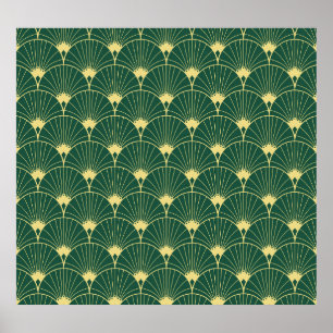 Palm leaf: art deco pattern. poster