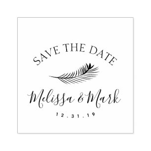 Palm Leaf Beach Save the Date    Rubber Stamp