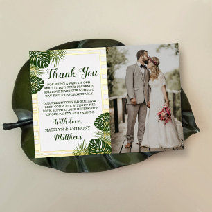 Palm Leaf Beach Wedding Photo Thank You Card
