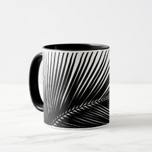 Palm leaf - black and white mug
