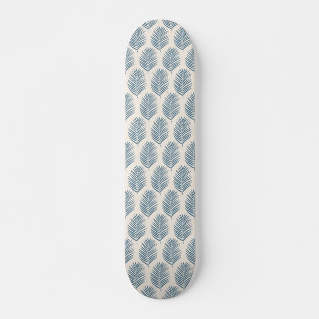 Palm Leaf Blue And Cream Skateboard (Front)