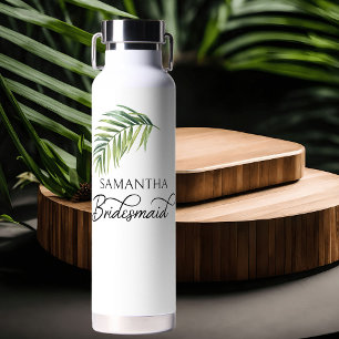 Palm Leaf Calligraphy Bridesmaid Water Bottle