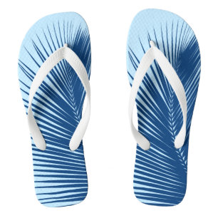 Palm leaf - cobalt and sky blue jandals