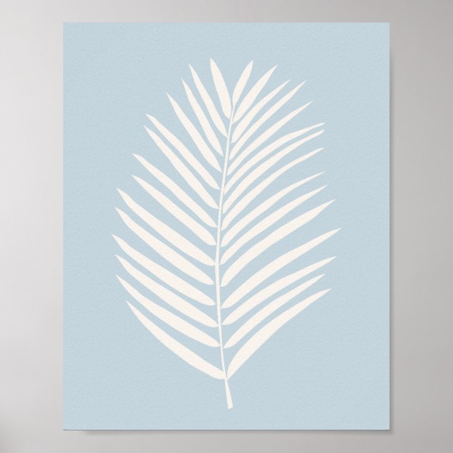 Palm Leaf Cream And Light Blue Poster (Front)