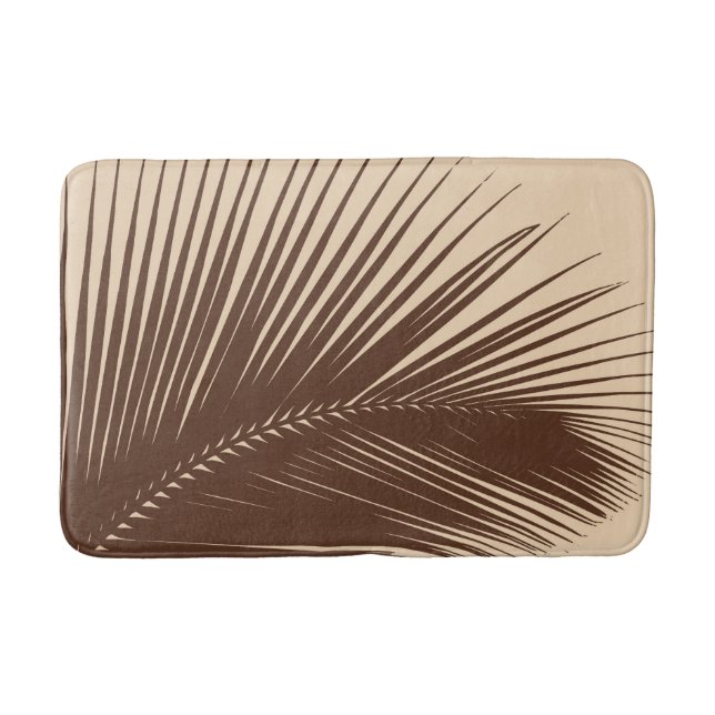 Palm leaf - Dark brown and tan Bath Mat (Front)
