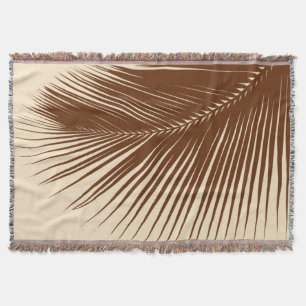 Palm leaf - Dark brown and tan Throw Blanket