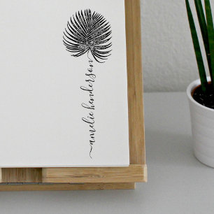 Palm Leaf Elegant Signature Custom Name Self-inking Stamp
