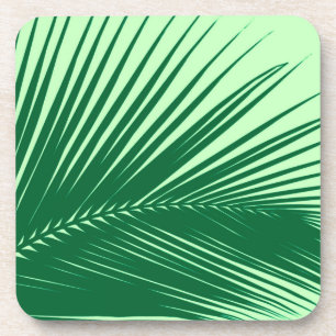 Palm leaf - emerald and lime green coaster