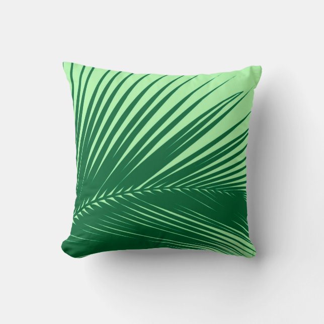 Palm leaf - emerald and lime green cushion (Front)