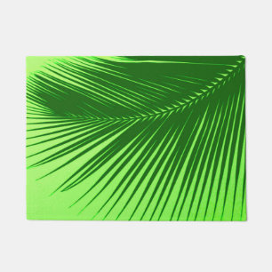 Palm leaf - emerald and lime green doormat