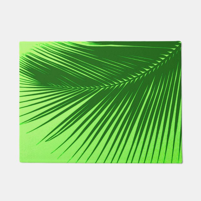 Palm leaf - emerald and lime green doormat (Front)