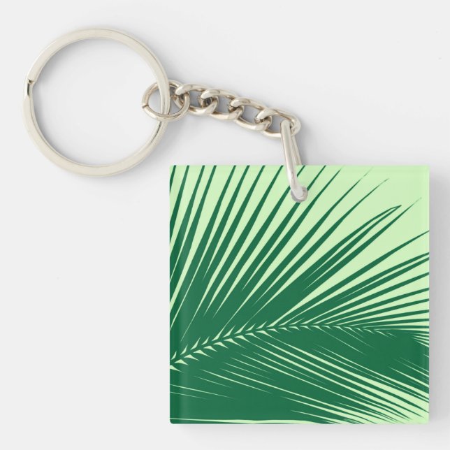 Palm leaf - emerald and lime green key ring (Front)