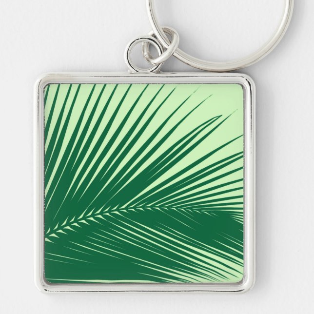 Palm leaf - emerald and lime green key ring (Front)