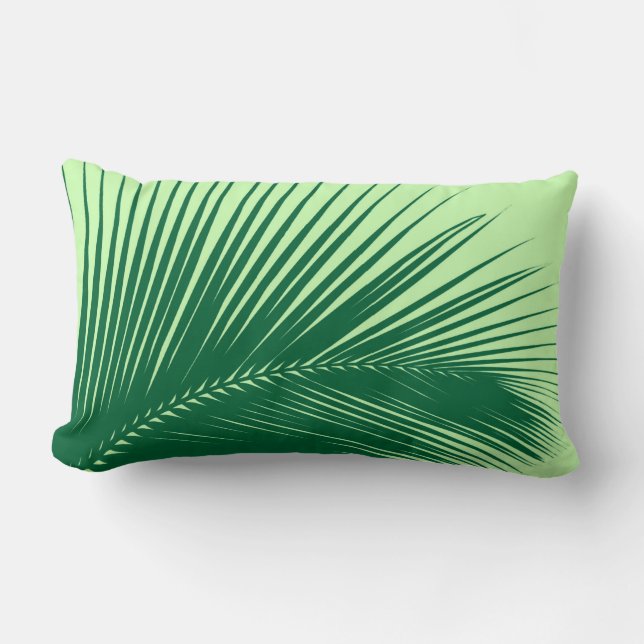 Palm leaf - emerald and lime green lumbar cushion (Front)