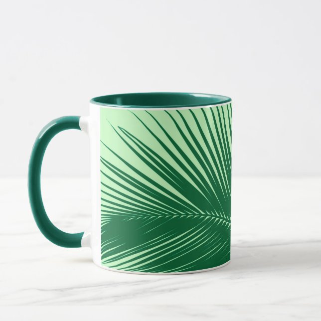 Palm leaf - emerald and lime green mug (Left)