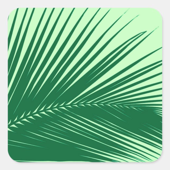 Palm leaf - emerald and lime green square sticker (Front)