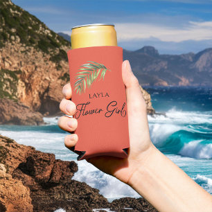 Palm Leaf Flower Girl Any Colour Seltzer Can Cooler