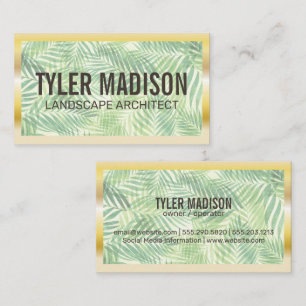 Palm Leaf Gold Border Business Card