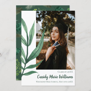 Palm Leaf Green Plant Graduation Announcement