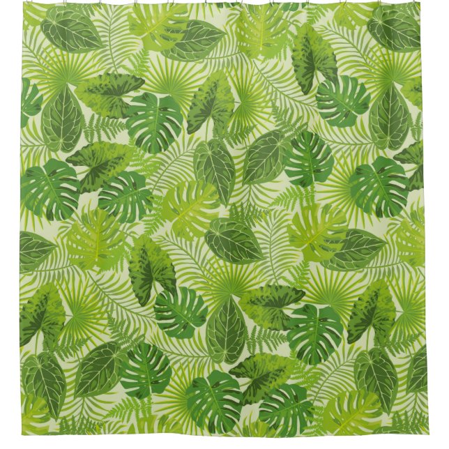Palm Leaf Green Shower Curtain (Front)
