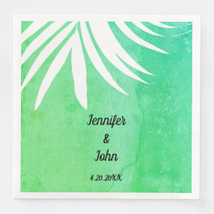 Palm Leaf Green Watercolor Rustic Vintage Wedding Napkin