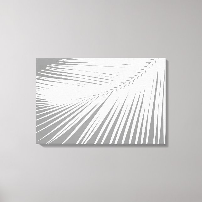 Palm leaf - Grey / Grey and White Canvas Print (Front)