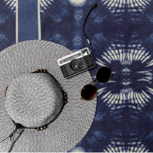 Palm Leaf in Delft Blue, customisable  Beach Towel