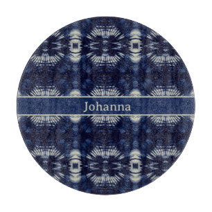 Palm Leaf in Delft Blue, customisable Cutting Board