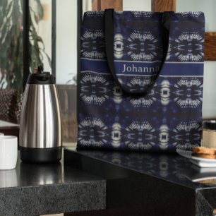 Palm Leaf in Delft Blue, customisable Tote Bag