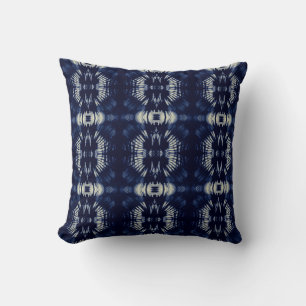 Palm Leaf in Delft Blue Symmetrical Botanical Cushion