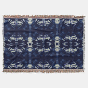Palm Leaf in Delft Blue  Throw Blanket