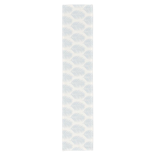 Palm Leaf Light Blue And Cream Short Table Runner (Front)