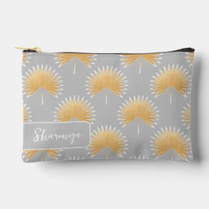 Palm leaf mid-century modern + name accessory pouch