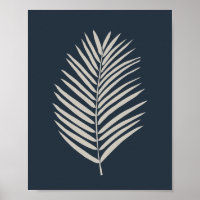 Palm Leaf Navy Blue And Cream