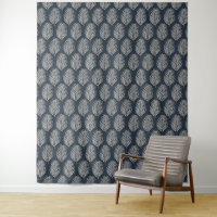 Palm Leaf Navy Blue And Cream