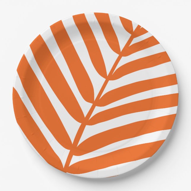 Palm Leaf Orange Paper Plate (Front)