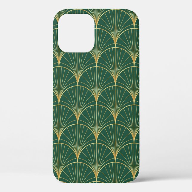 Palm leaf pattern on green background - art deco s Case-Mate iPhone case (Back)