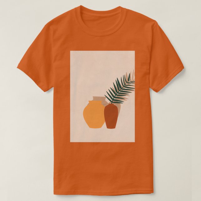 Palm Leaf Pottery Contemporary Minimal Boho Art Pr T-Shirt (Design Front)