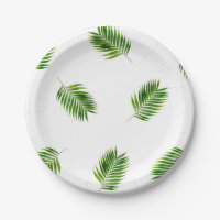Palm Leaf Print Tropical Paper Plates
