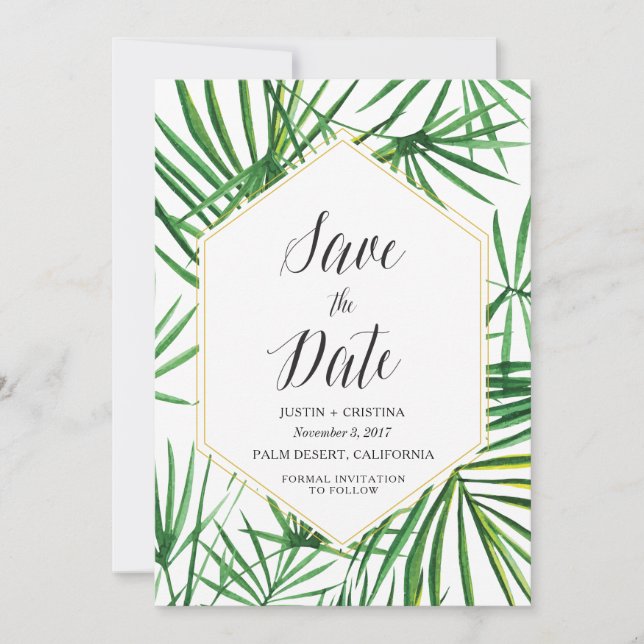 Palm Leaf Save the Date (Front)