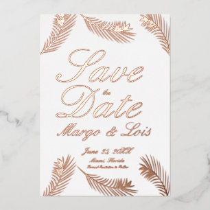 Palm Leaf Save the Date Pressed Foil Invitation