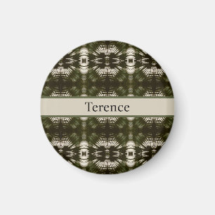 Palm Leaf Shadow Army Green Personalised Magnet