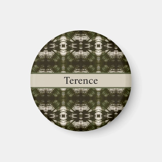 Palm Leaf Shadow Army Green Personalised Magnet (Front)