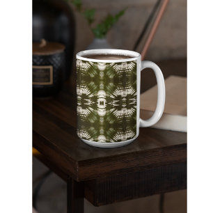 Palm Leaf Shadow Pattern in Army Green          Coffee Mug