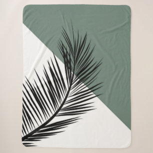 Palm leaf sherpa blanket