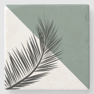 Palm leaf stone coaster