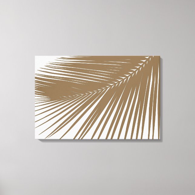 Palm leaf - taupe on white canvas print (Front)
